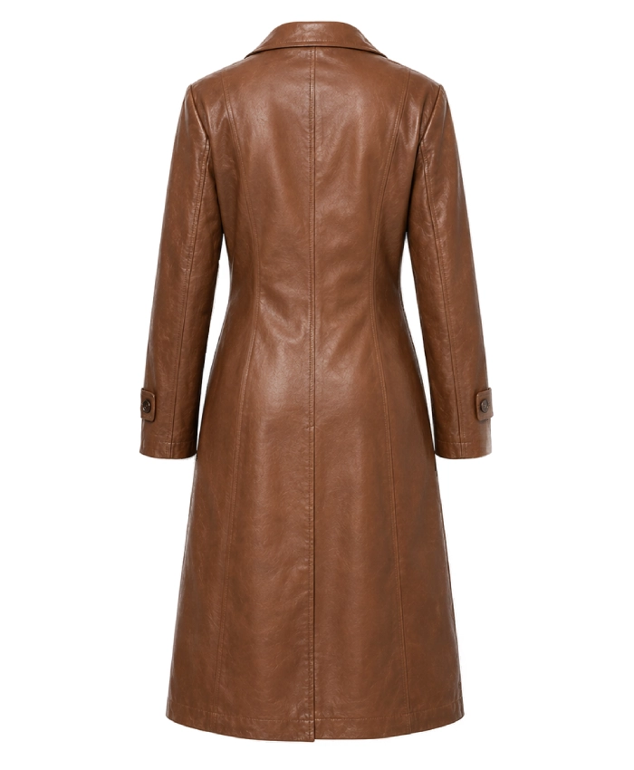 Simone Kessell Ms. X 2026 Series Saskia Brown Leather Trench Coat