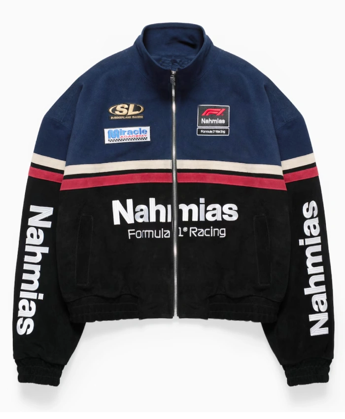 NAHMIAS x F1 Black and Blue Leather Jacket