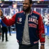 NBA Philadelphia 76ers LeBron James Navy Blue And Red Letterman Jacket