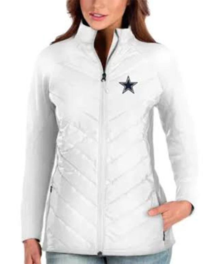 NFL Amy Dallas Cowboys White Quilted Full Zip Jacket