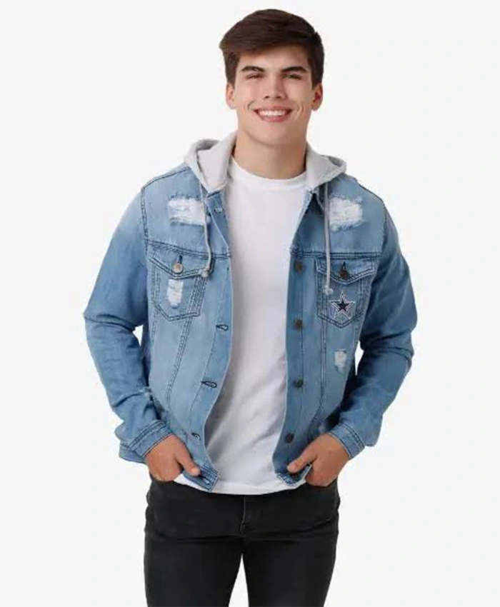 NFL Caesar Dallas Cowboys Blue Denim Hooded Jacket
