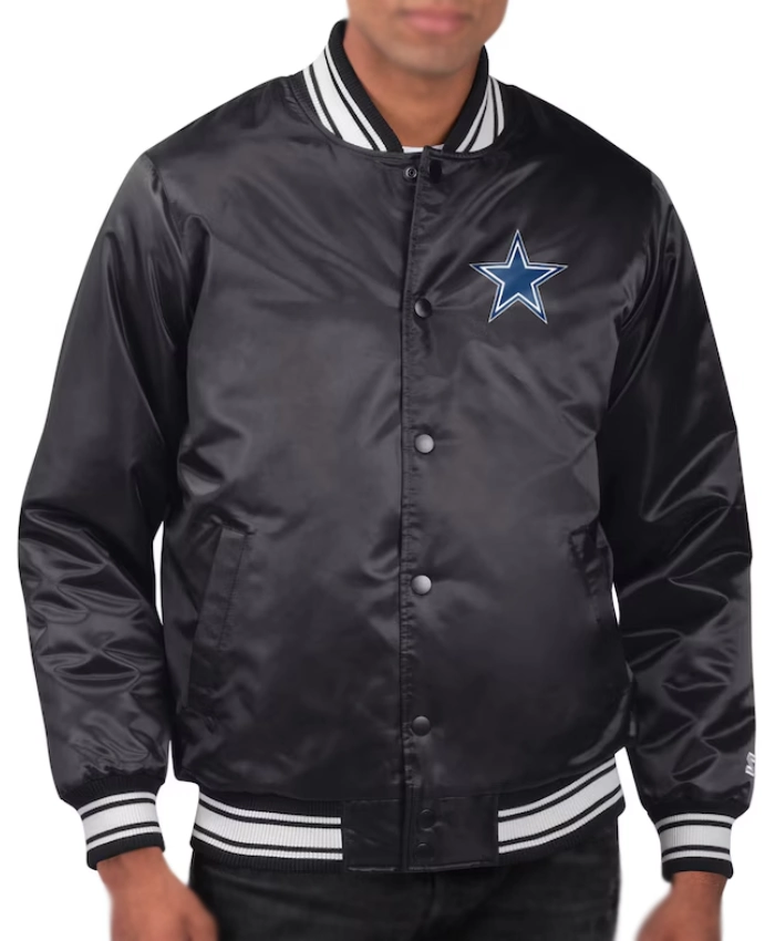 Dallas Cowboys Starter Team Logo Black Satin Jacket