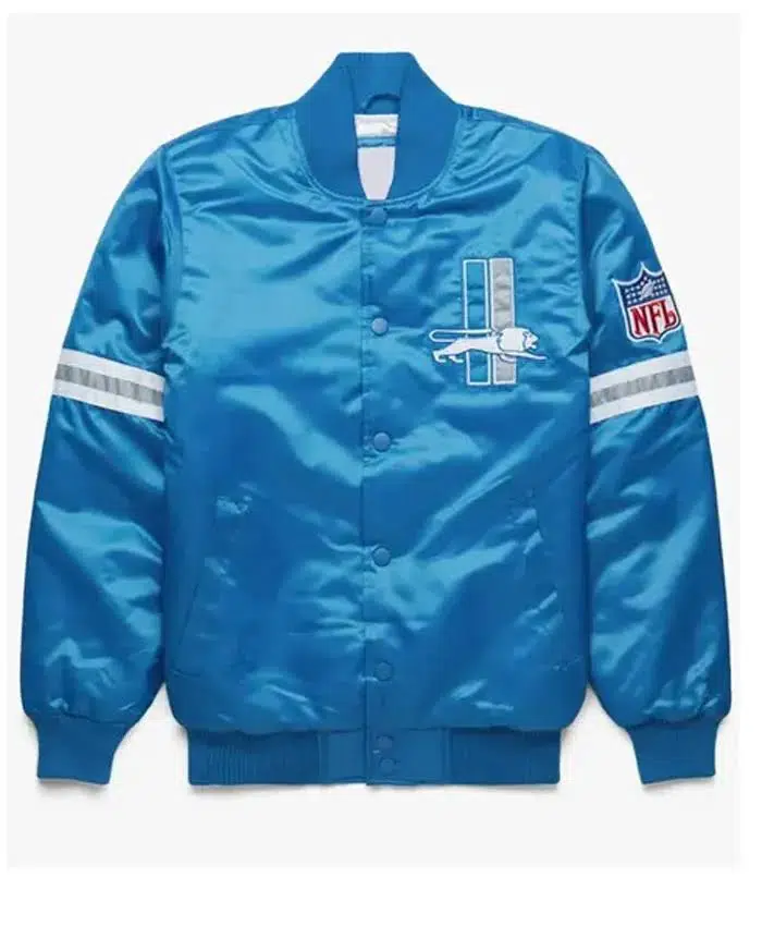 NFL Detroit Lions Light Blue Satin Letterman Jacket