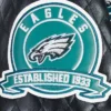 NFL Philadelphia Eagles Black Moto Leather Jacket