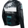 NFL Philadelphia Eagles Zip Up Black Moto Leather Jacket Sale