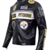 NFL Pittsburgh Steelers Black Leather Moto Jacket Sale