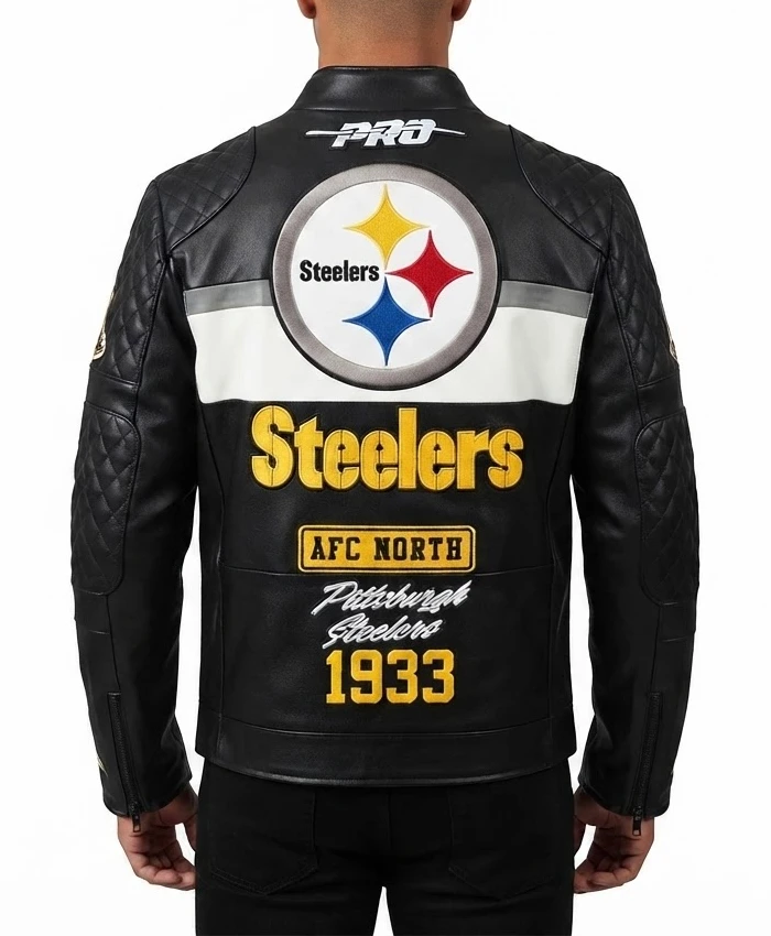 NFL Pittsburgh Steelers Leather Moto Jacket