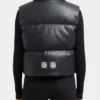 NFL San Francisco 49ers Black Cropped Leather Puffer Vest