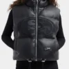 NFL San Francisco 49ers Womens Black Leather Puffer Vest