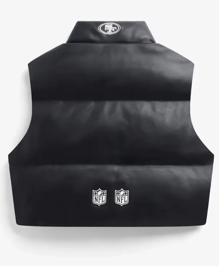 NFL San Francisco 49ers Womens Cropped Leather Puffer Vest