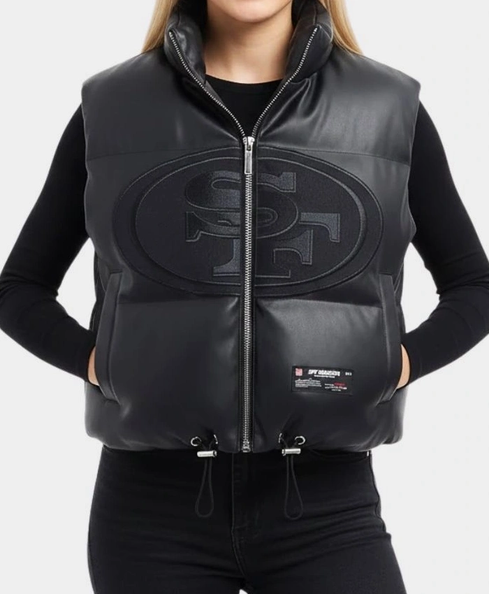 NFL San Francisco 49ers Womens Leather Puffer Vest
