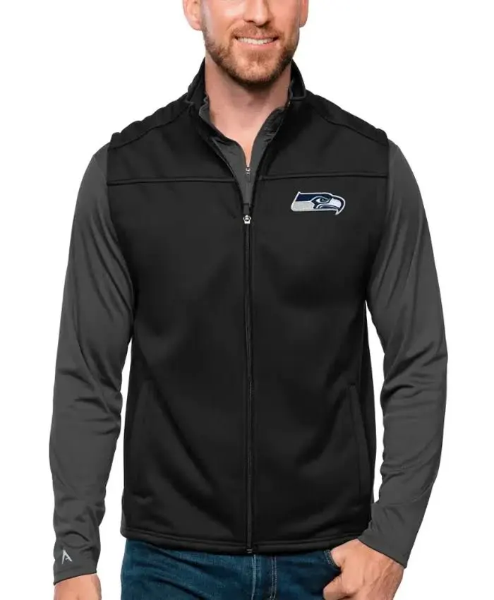 NFL Seattle Seahawks Full Zipper Vest Black