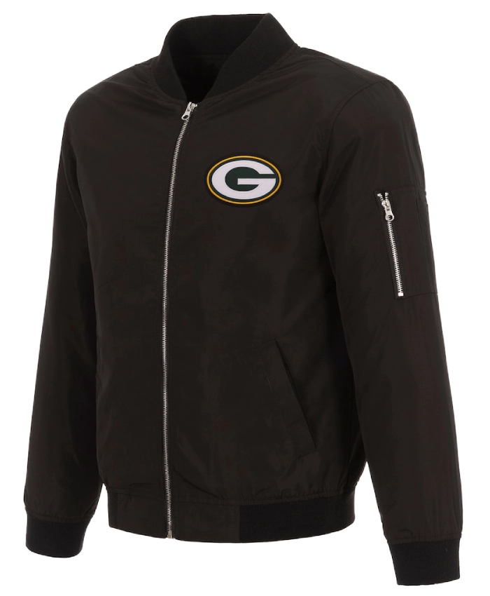 Green Bay Packers NFL Pro Line Black Full-Zip Bomber Jacket