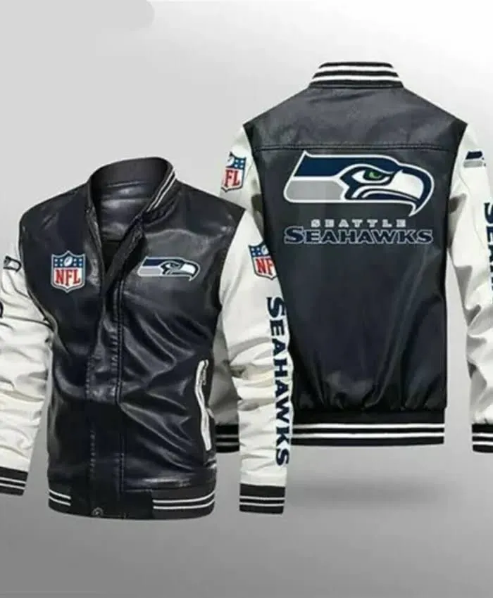 NFL Team Seattle Seahawks Leather Jacket For Sale