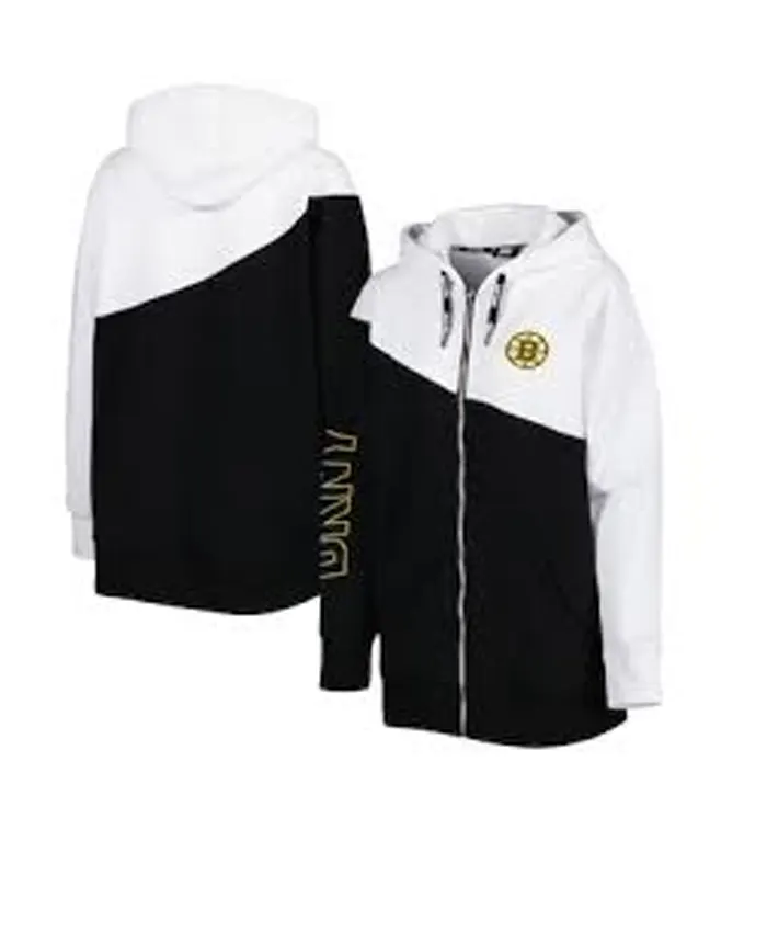 NHL Boston Bruins Black And White Zip-Up Hoodie