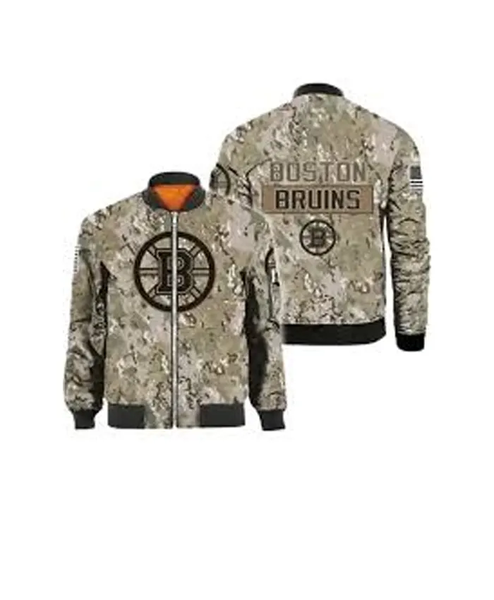 NHL Boston Bruins Camo Quarter Zip Sherpa Jacket
