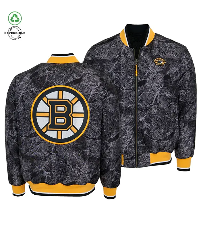 NHL Boston Bruins Fire Hockey Puck Bomber Jacket