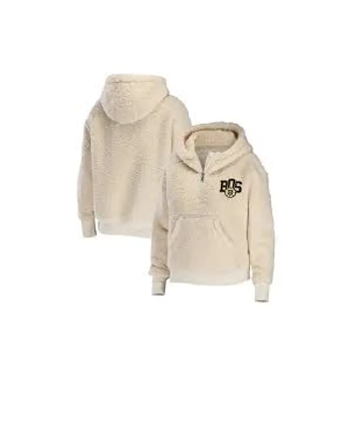NHL Boston Bruins Plaid Half Zip-Up Sherpa Jacket