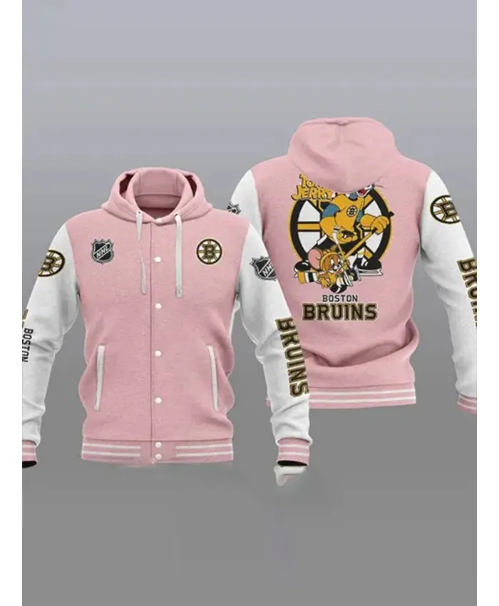 NHL Boston Bruins Tom And Jerry Hooded Baseball Jacket