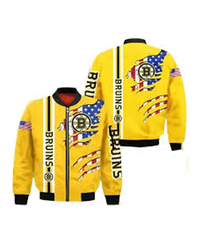 NHL Boston Bruins USA Flag Bomber Jacket