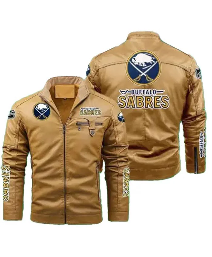 NHL Buffalo Sabres Motorcycle Leather Jacket - Image 2