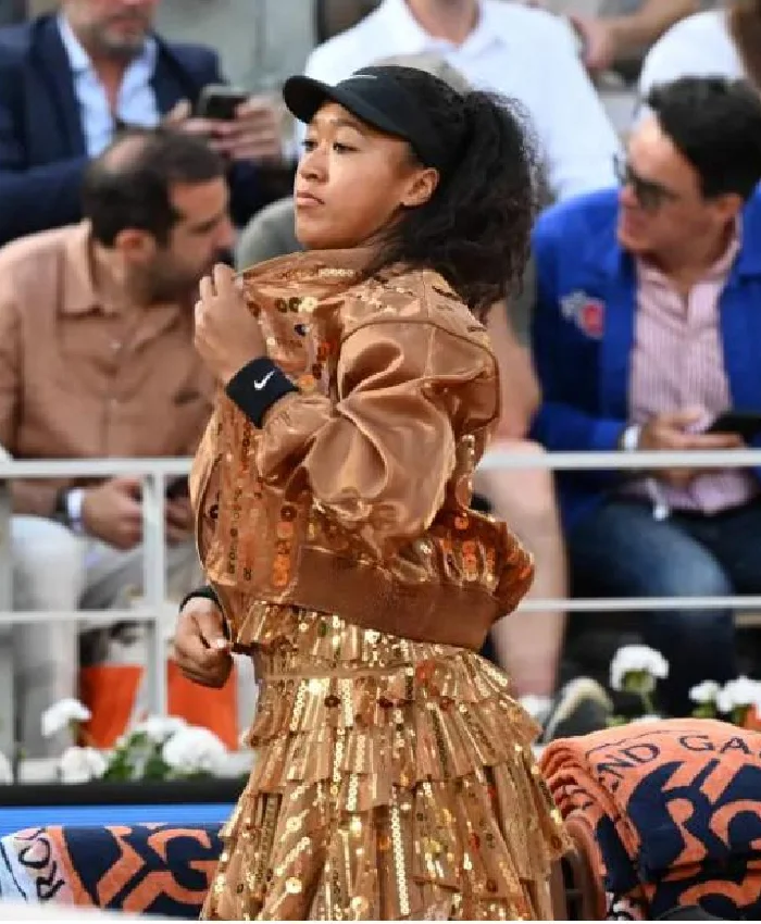 Naomi Osaka French Open 2026 Bomber Jacket Gold Sequin