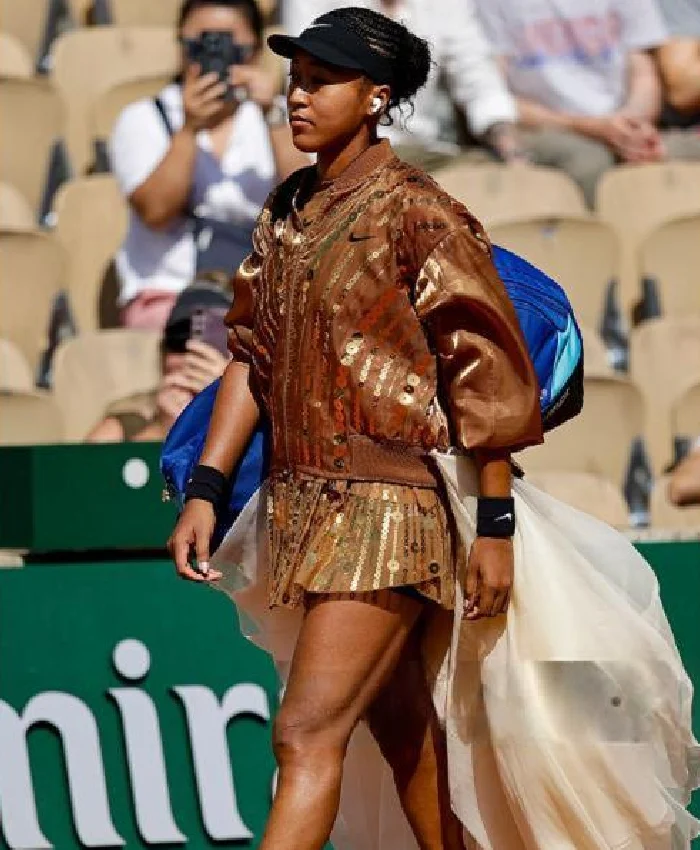 Naomi Osaka French Open 2026 Gold Sequin Bomber Jacket