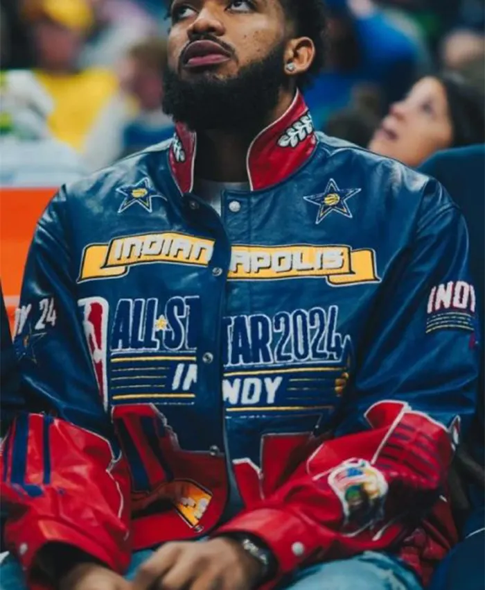National Basketball Association All Star Game 2024 Karl Anthony Towns Leather Jacket