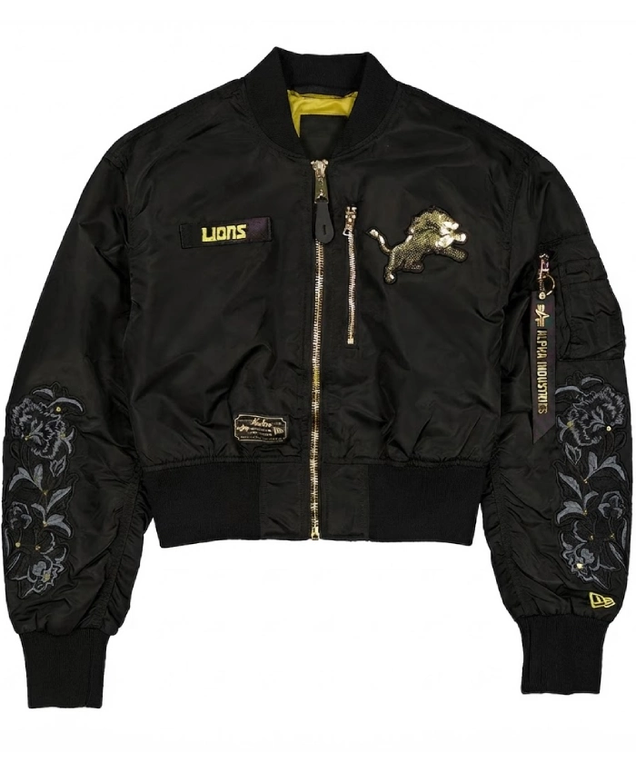 New Era x Alpha Industries Black Detroit Lions Full Zip Jacket