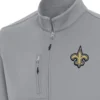 NFL Team New Orleans Saints Antigua Gray Objection Full-Zip Grey Fleece Jacket
