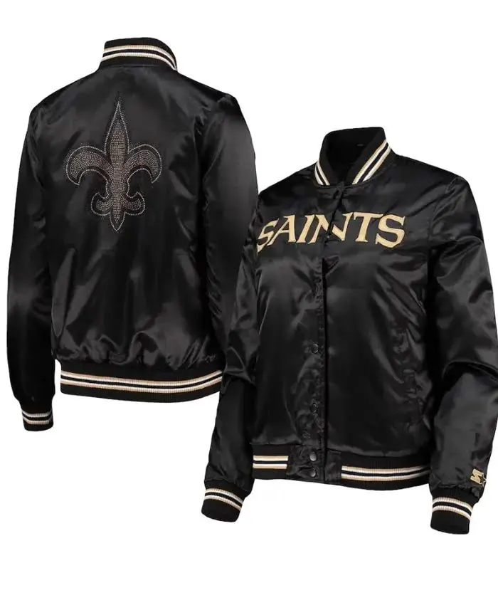 New Orleans Saints Satin Jacket Black