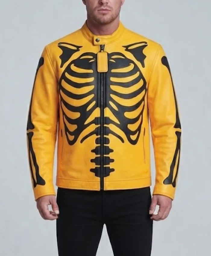 Yellow Skeleton Leather Jacket