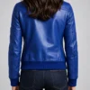 Royal Blue Leather Flight Bomber Jacket