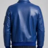 Royal Blue Leather Flight Bomber Jacket