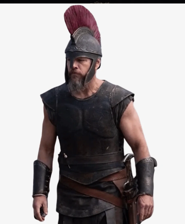 The Odyssey 2026 Matt Damon Black Leather Vest