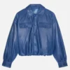 Honest Renovations S4 Lizzy Mathis Blue Leather Jacket