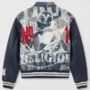 True Religion No. 1 Logo Denim Print Bomber Jacket