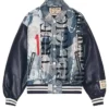 True Religion No. 1 Logo Denim Print Bomber Jacket