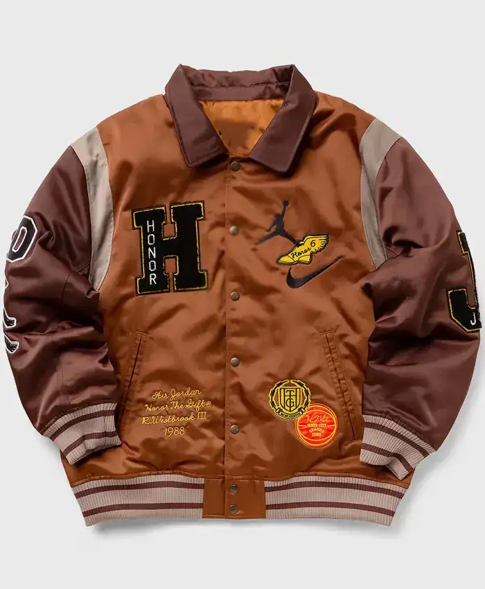 Jordan X Honor The Gift Westbrook Brown Varsity Jacket