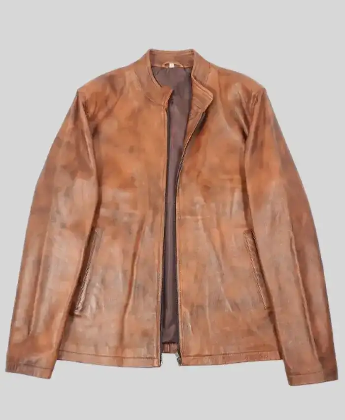 Aldren Tan Leather Zip Jacket