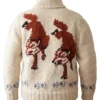 Vintage Hand Knit Wool Wolf Cardigan Jacket