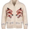 Vintage Hand Knit Wool Wolf Cardigan Jacket
