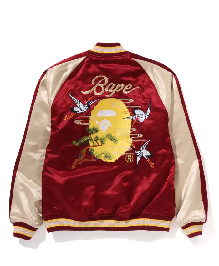Bape JAPANESE CRANE EMBROIDERY REVERSIBLE SOUVENIR JACKET