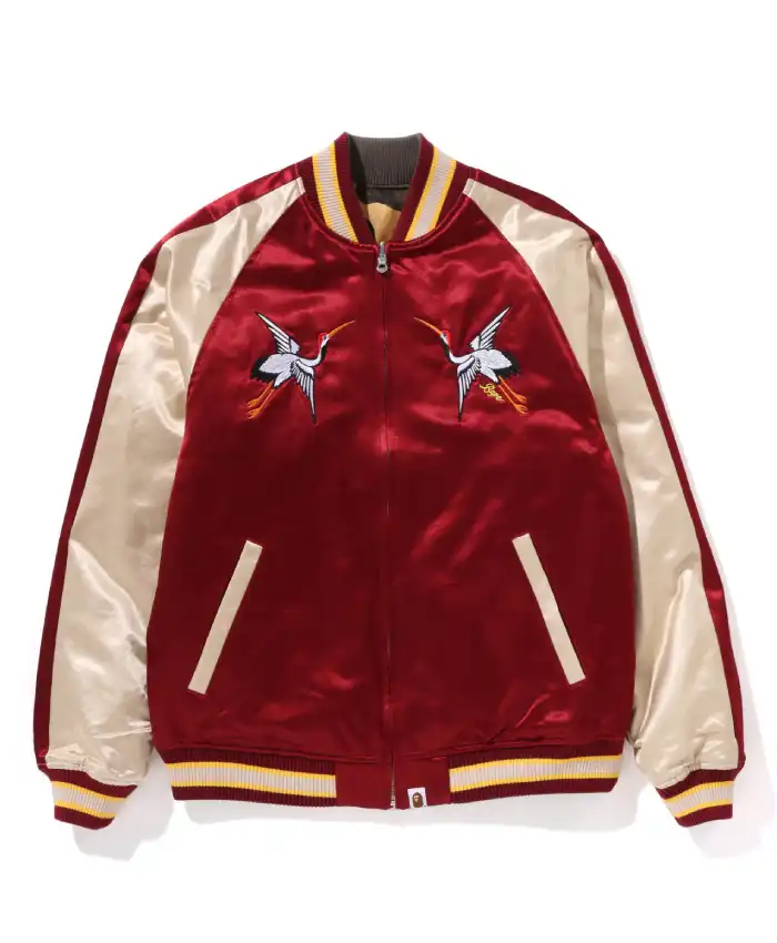Bape JAPANESE CRANE EMBROIDERY REVERSIBLE SOUVENIR JACKET