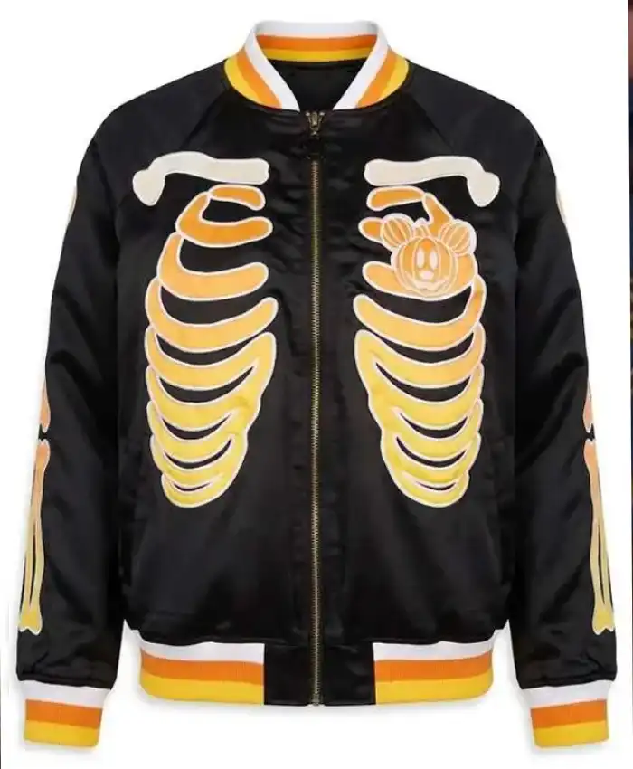 Mickey Mouse Skeleton Black Varsity Jacket