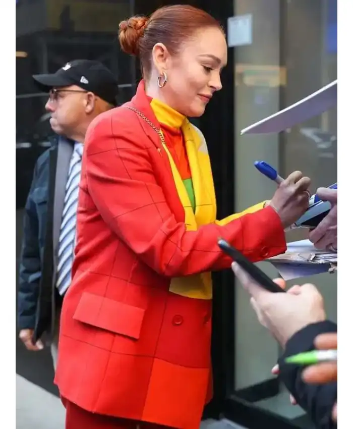 Lindsay Lohan Falling for Christmas Blazer Coat