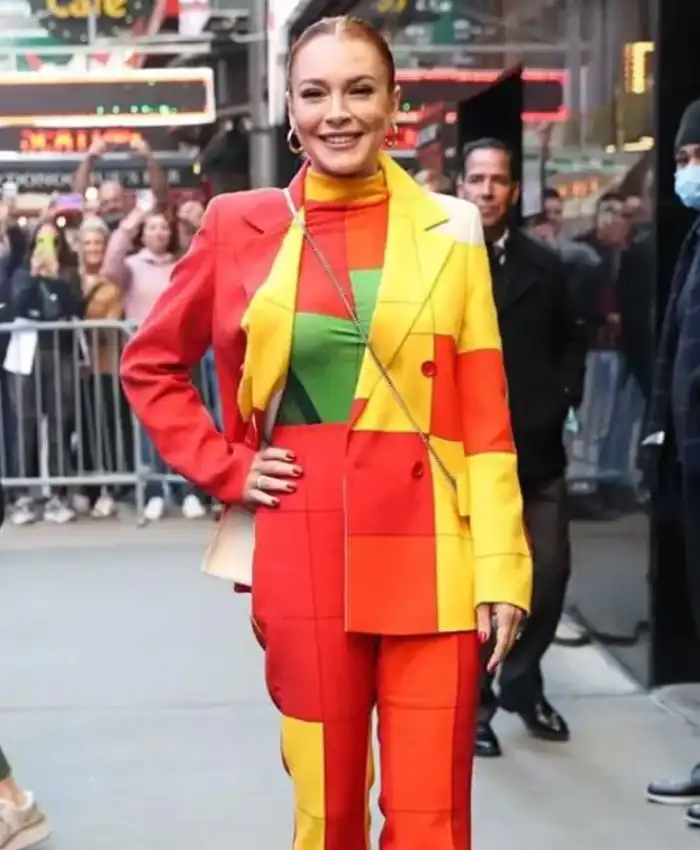 Lindsay Lohan Falling for Christmas Blazer Coat