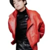 Kim Taehyung Red Leather Jacket