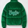 Philadelphia Eagles Green Velvet Puffer Jacket
