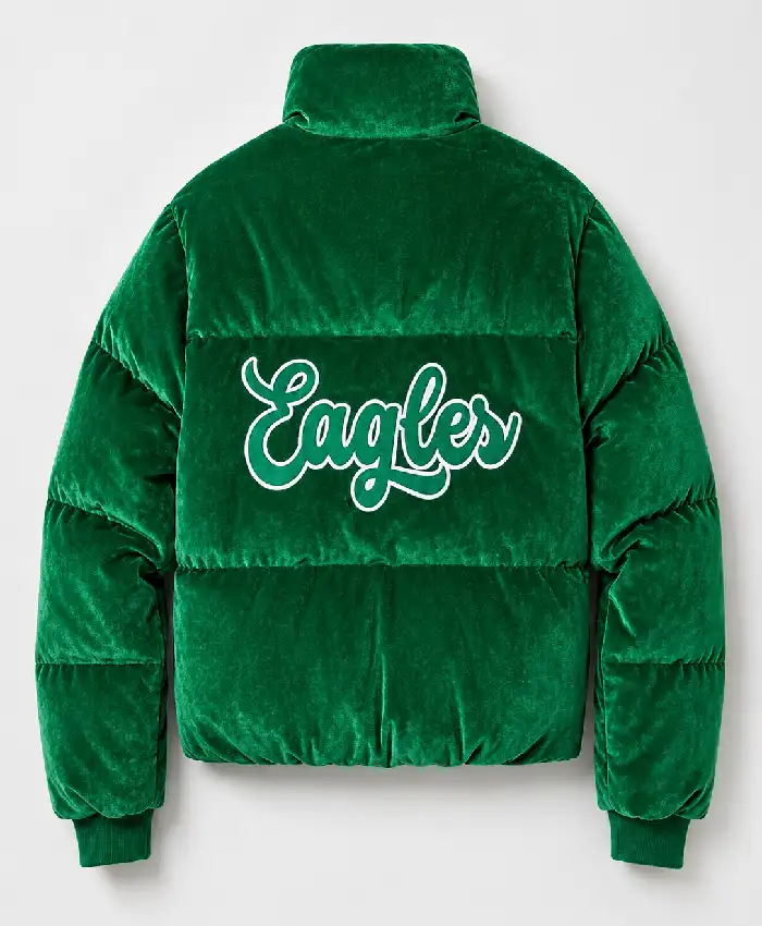 Philadelphia Eagles Green Velvet Puffer Jacket